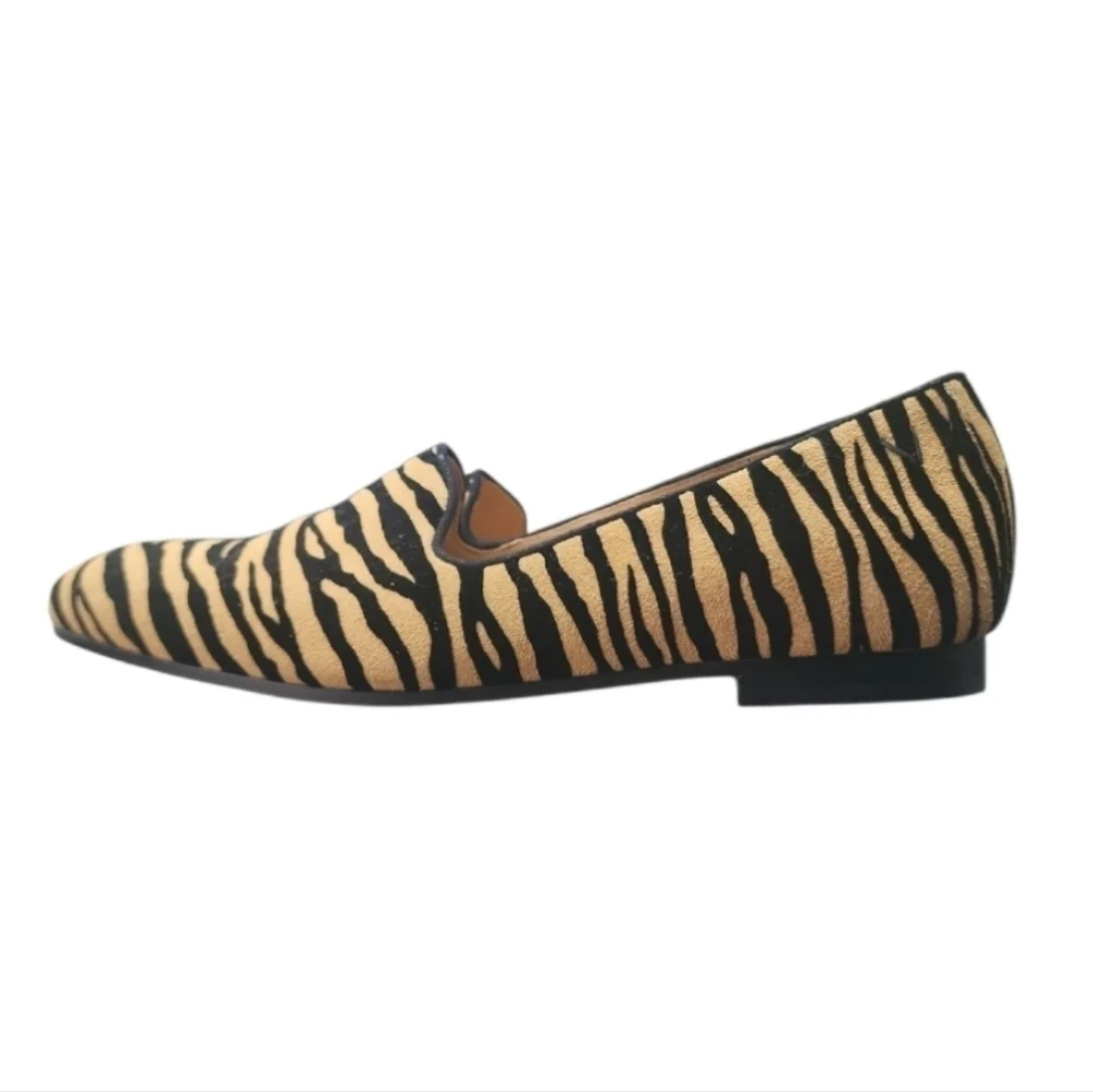 Vionic Flat North Willa Tiger Stripe Slip On Suede Women Size 7 Orthotic Shoes
